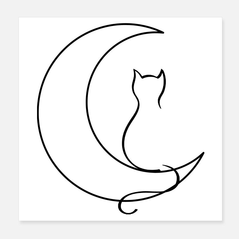 Moon Cat Poster 20x20 cm