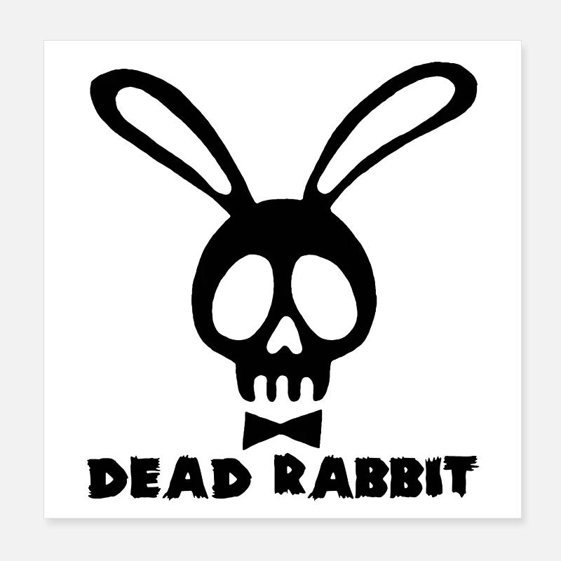 Lapin tête de mort noir Poster 20 x 20 cm