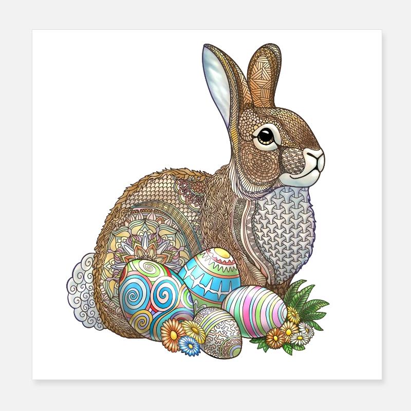 Easter Egg Hunt Zentangle Poster 8" x 8" (20x20 cm)