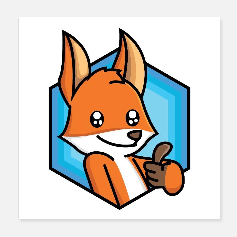 Pouce vers le haut renard Poster 20 x 20 cm