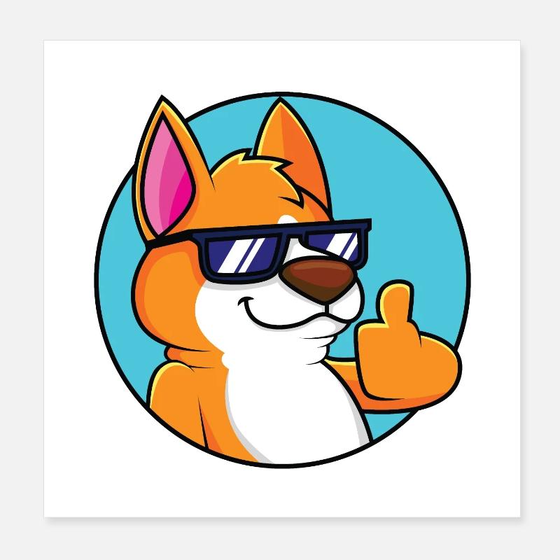 Cool Fox - Pouce vers le haut Poster 20 x 20 cm