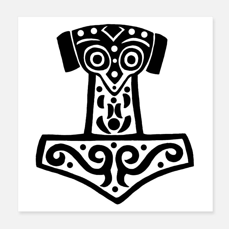 Black Thor's Hammer Poster 8" x 8" (20x20 cm)