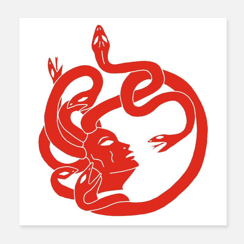 Frau mit Schlangenhaar (rot) Poster 20x20 cm