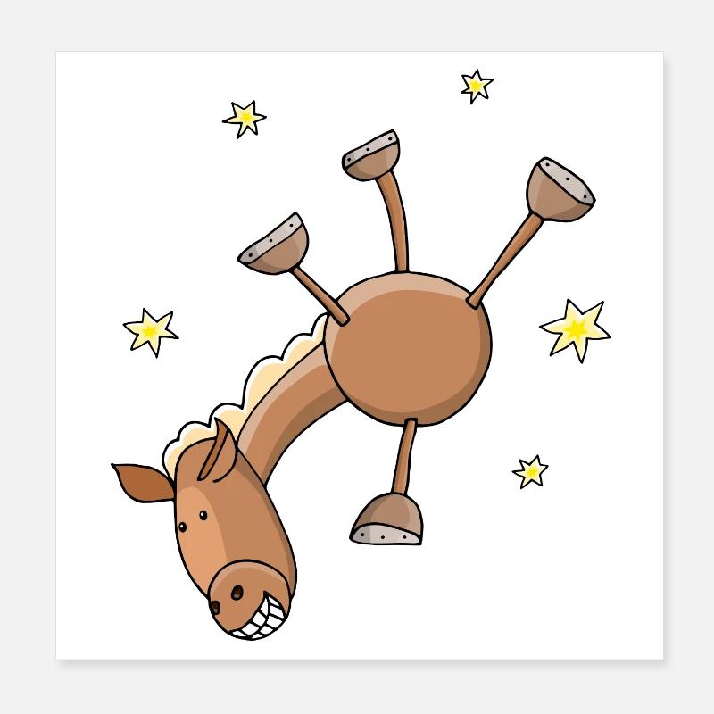 Pferd macht Handstand Endlich Geburtstag Poster 20x20 cm
