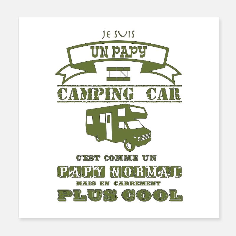 Je suis un papy en camping car vert type west Poster 20 x 20 cm