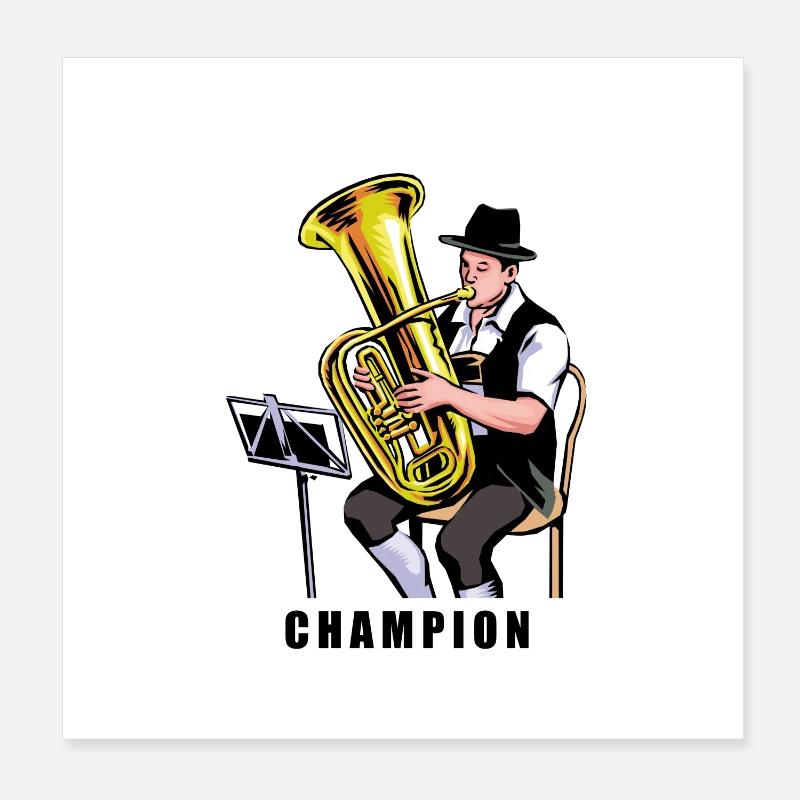 Emblème du champion de tuba Poster 20 x 20 cm