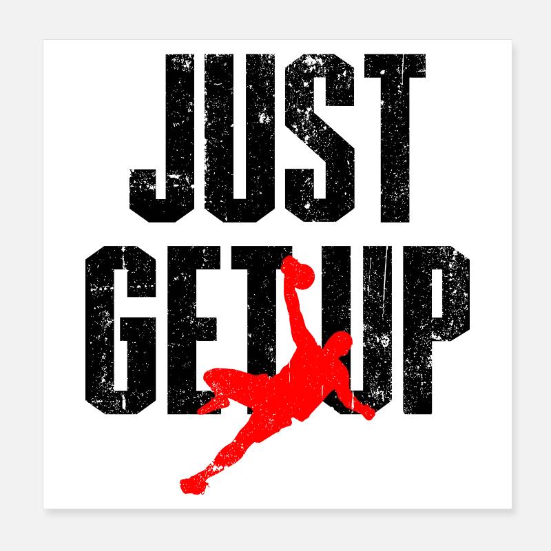 Red Leaping Athlete Silhouette Poster 8" x 8" (20x20 cm)