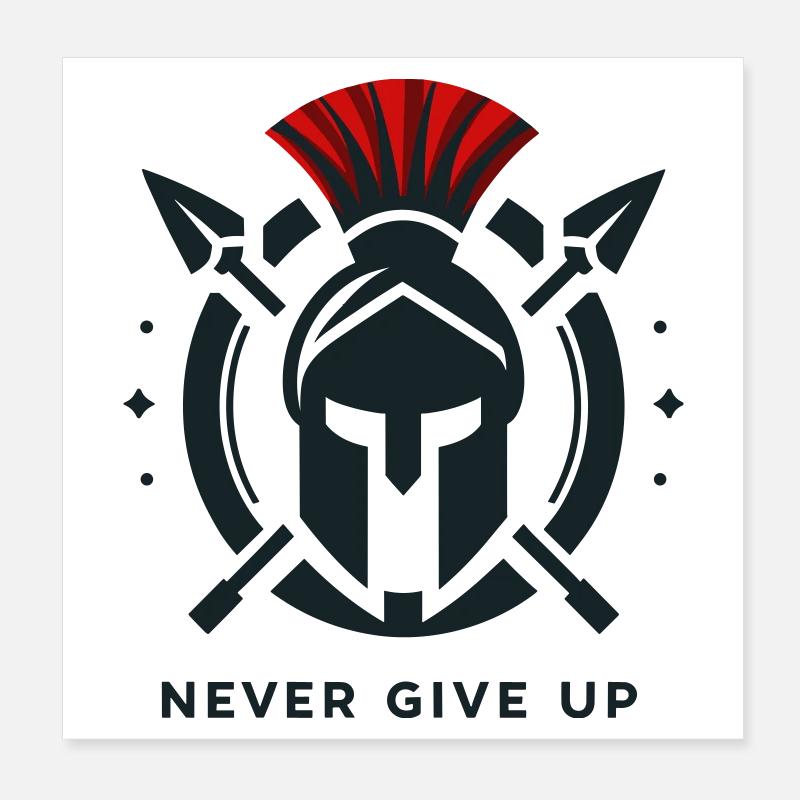 Warrior Mindset Bodybuilding – Gib niemals auf Poster 20x20 cm