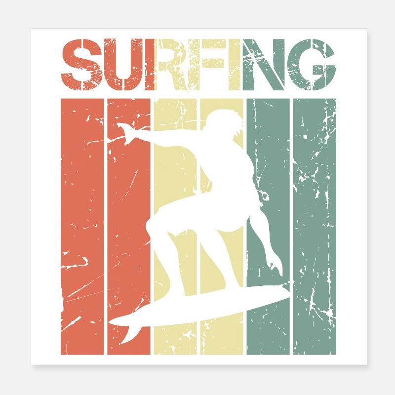 Vintage Surfboard Poster 8" x 8" (20x20 cm)