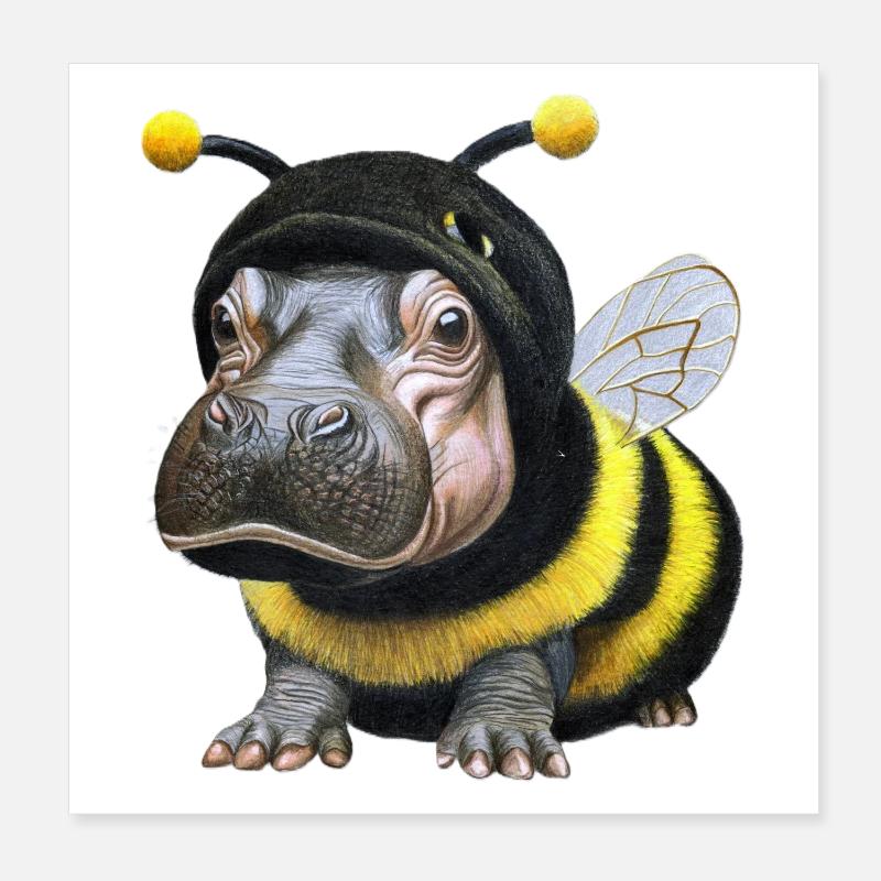 Nilpferd Biene 1 Poster 20x20 cm
