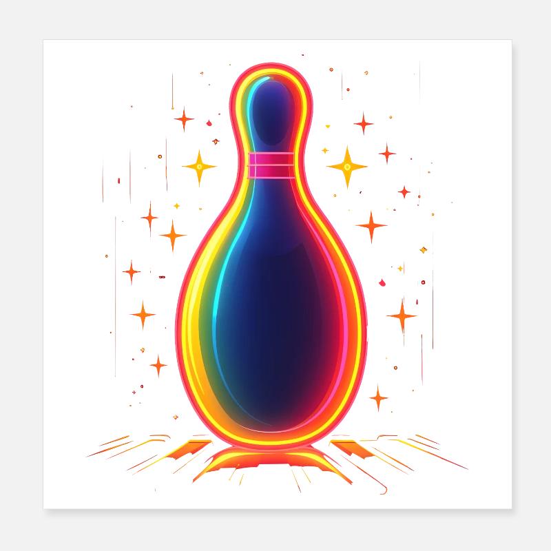 Quille de bowling rétro Poster 20 x 20 cm
