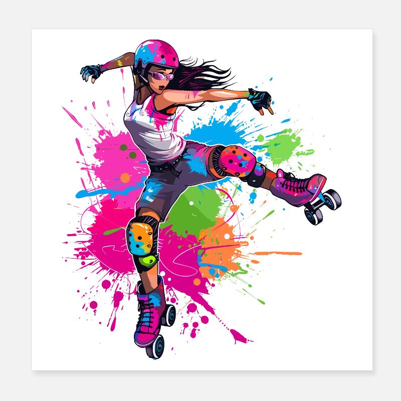 Patineuse à roulettes fille Poster 20 x 20 cm