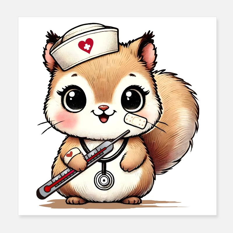 Bezauberndes Eichhörnchen als Krankenschwester Poster 20x20 cm