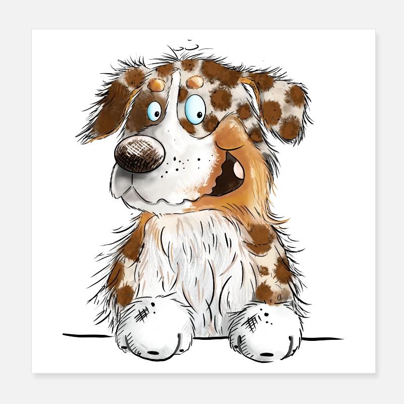 Funny Australian Shepherd Red Merle Poster 20x20 cm