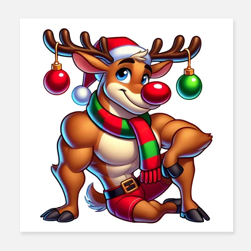 Renne de Noël Rudolf Poster 20 x 20 cm