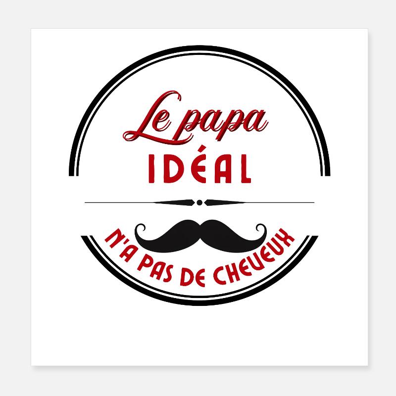 Le papa idéal moustache rétro Poster 20 x 20 cm