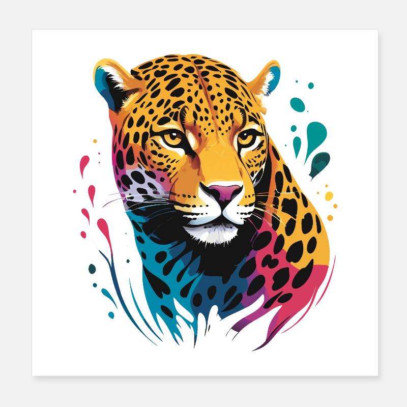 Jaguar Head RENDERED Poster 8" x 8" (20x20 cm)
