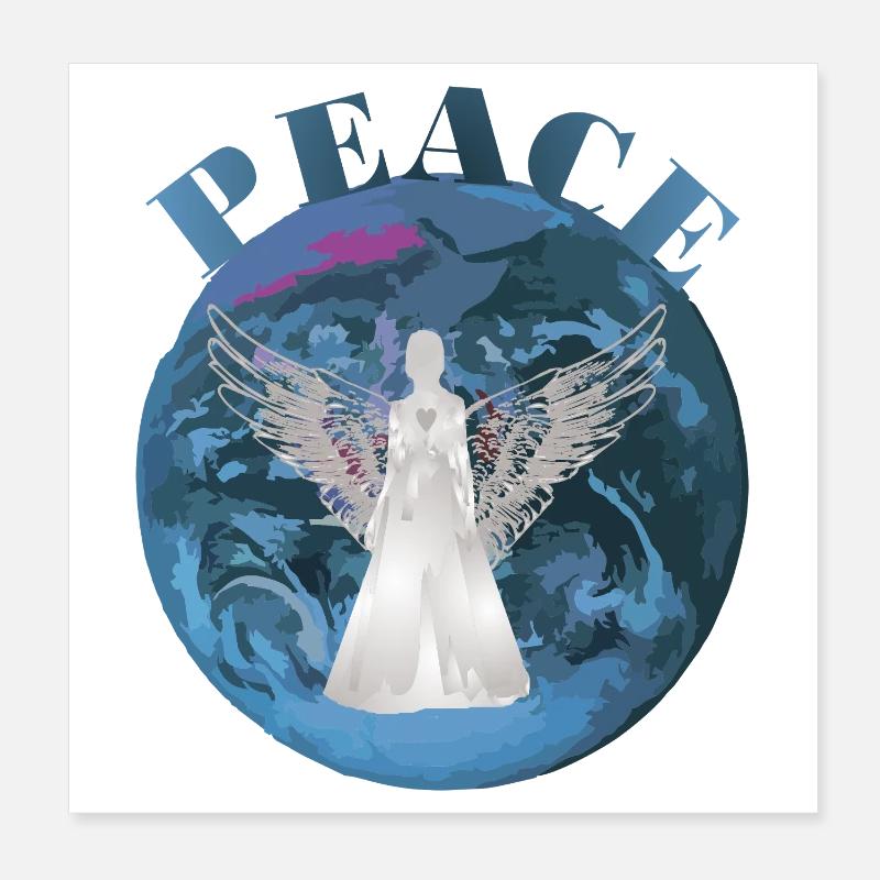 Paix sur Terre avec la protection des anges Poster 20 x 20 cm