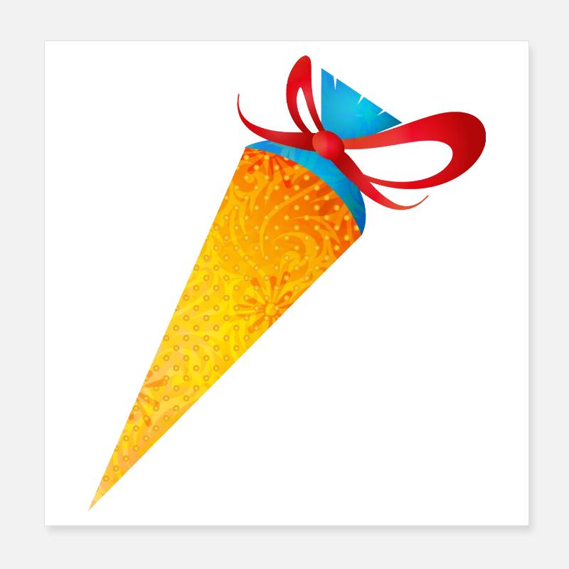 Cône d’école coloré avec ruban rouge Poster 20 x 20 cm