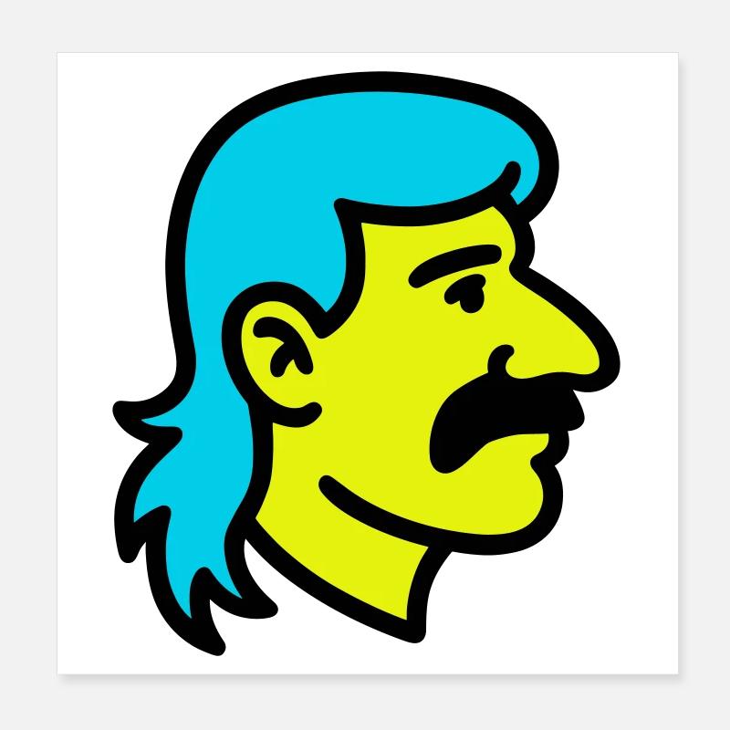 Mullet Man Pop Art Poster 8" x 8" (20x20 cm)