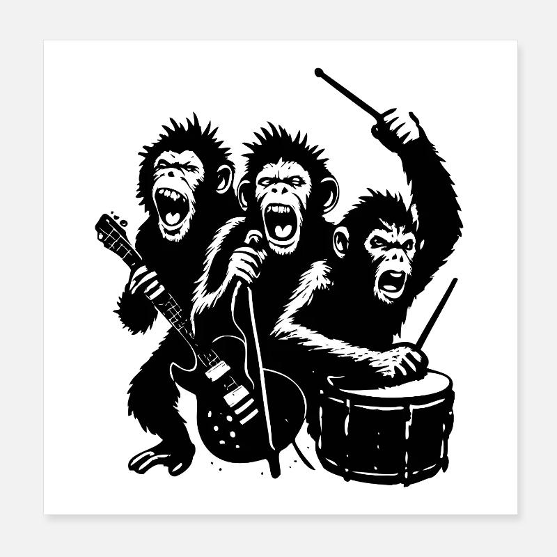 Groupe de rock singe expressif | La danse du singe Poster 20 x 20 cm