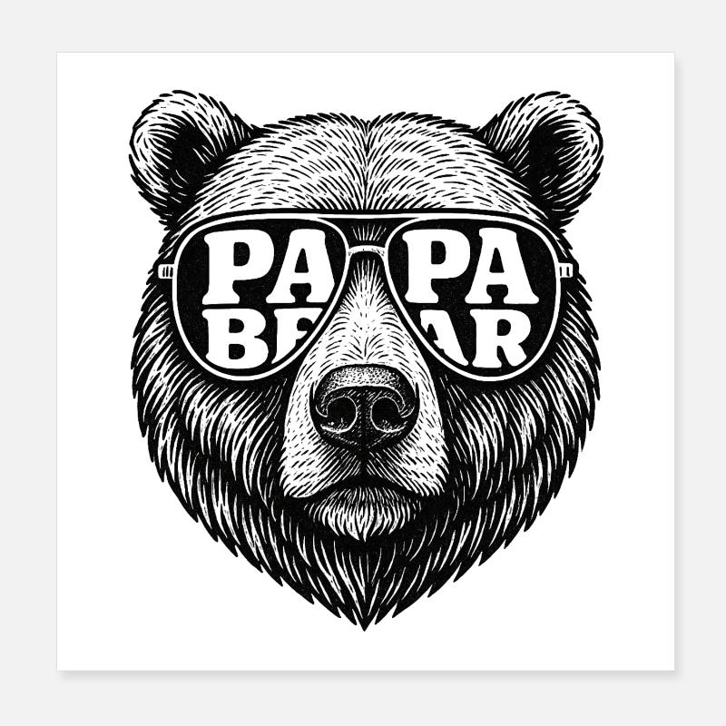 Cooles Papa Bear Bärenkopf Bär mit Sonnenbrille Poster 20x20 cm