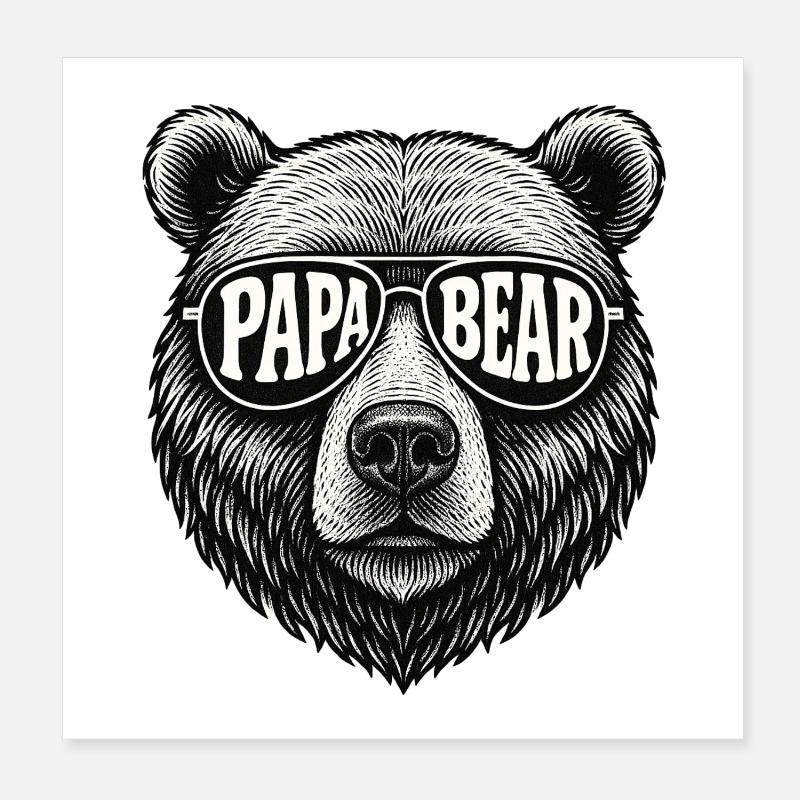Geschenkidee Papa Bear Retro Look mit Sonnenbrille Poster 20x20 cm