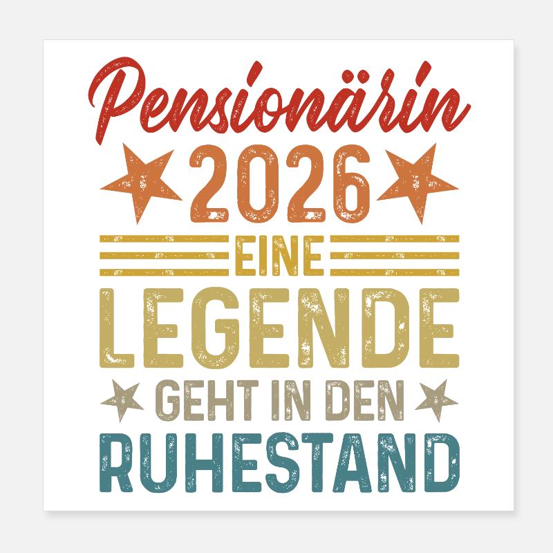 Pensioner 2026 Legend Retires Poster 8" x 8" (20x20 cm)