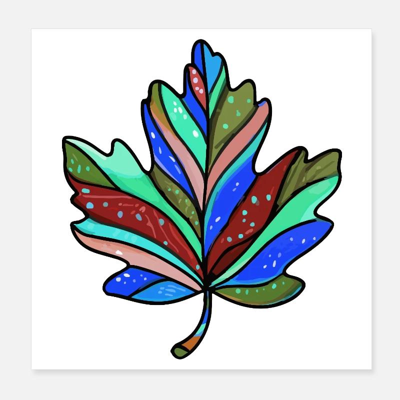 Blatt Herbst Bunt Ahorn Poster 20x20 cm