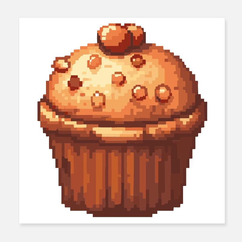 Pixel Muffin Cupcake Rétro Poster 20 x 20 cm