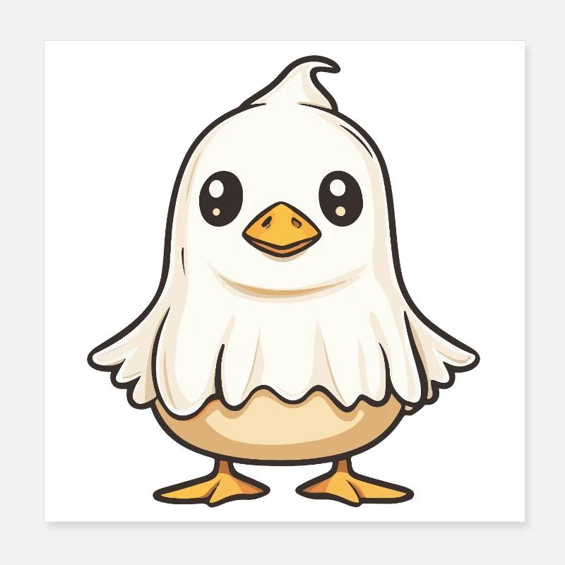 Goose Halloween Ghost Poster 8" x 8" (20x20 cm)