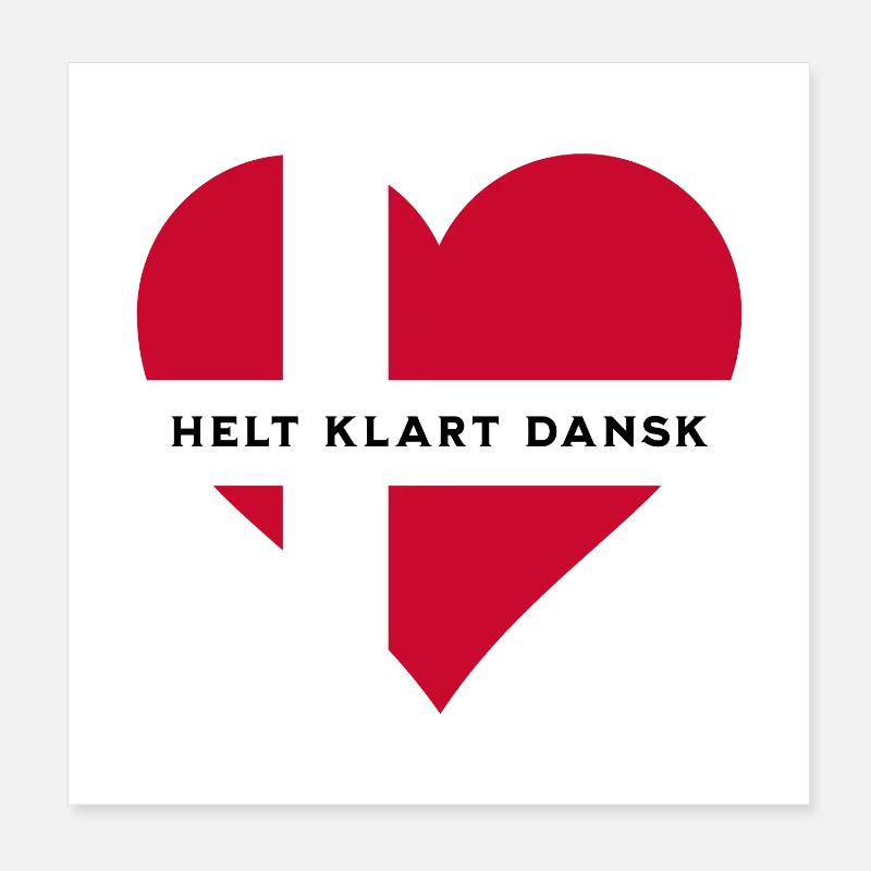 Drapeau danois en forme de cœur Poster 20 x 20 cm