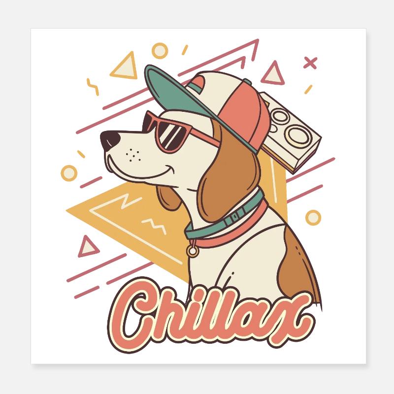 Chillax Hund Retro Poster 20x20 cm
