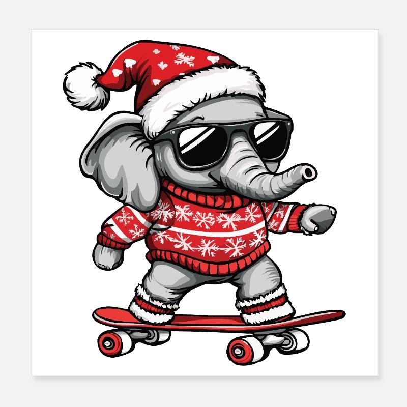 Elephant Ugly Christmas Christmas Poster 8" x 8" (20x20 cm)