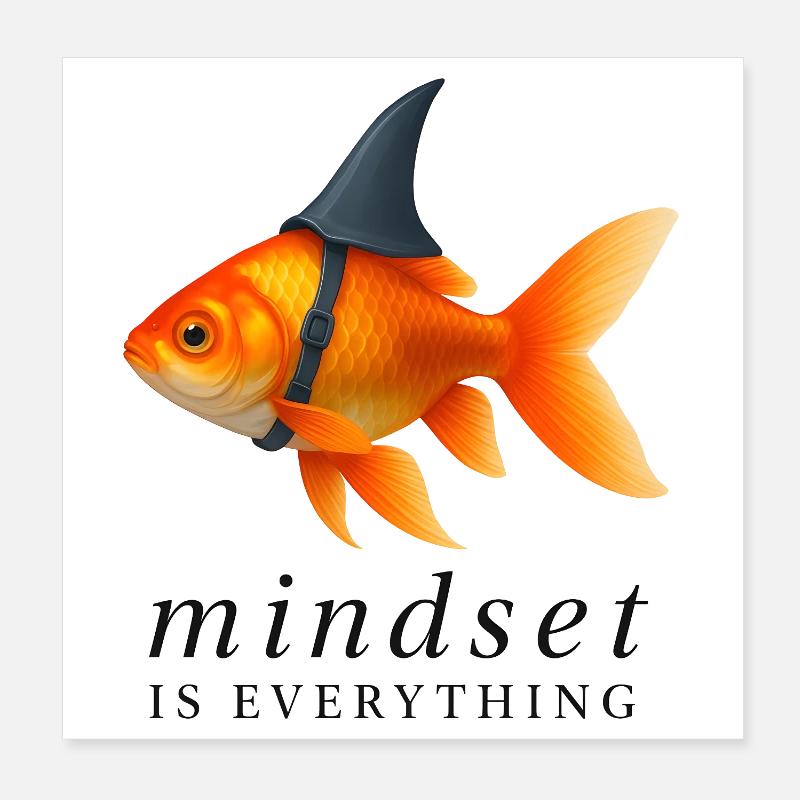 Mindset is Everything Goldfish, Motivational  Poster 8" x 8" (20x20 cm)