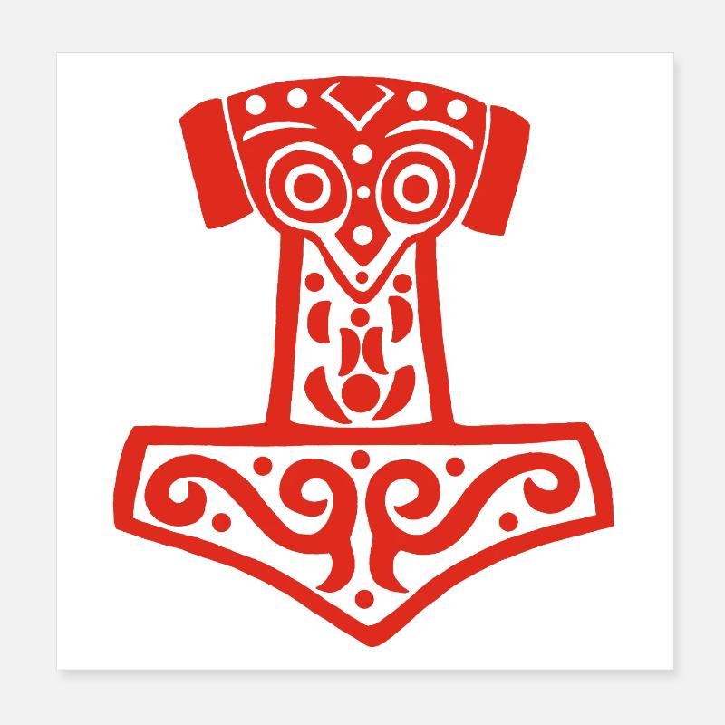 Marteau de Thor (rouge) Poster 20 x 20 cm