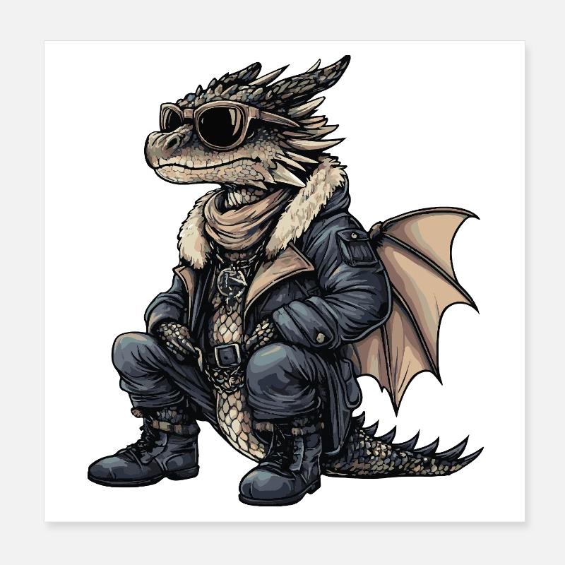 Drache Cool Winter Poster 20x20 cm