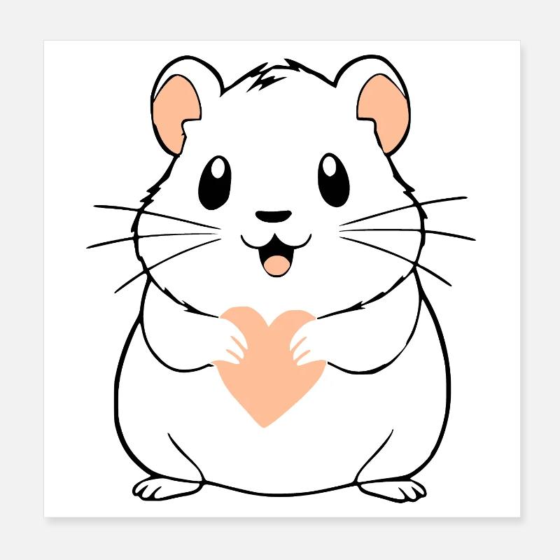 Hamster mit rosa Herz Geschenk Valentinstag Poster 20x20 cm