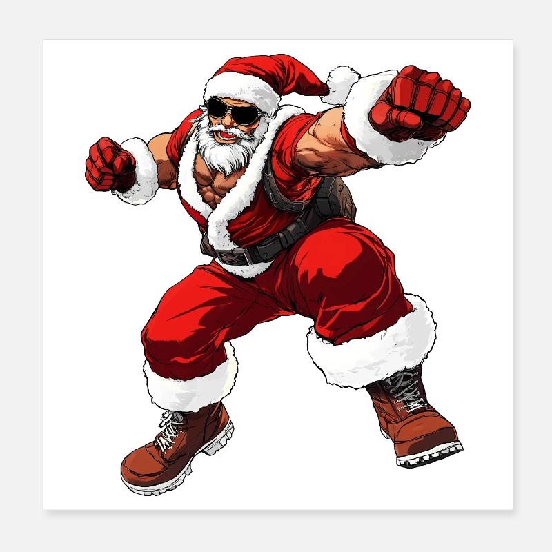 Boxer Christmas Poster 8" x 8" (20x20 cm)