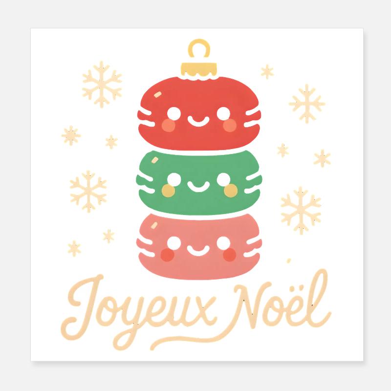 Macarons de Noël Empilés Mignons Poster 20 x 20 cm