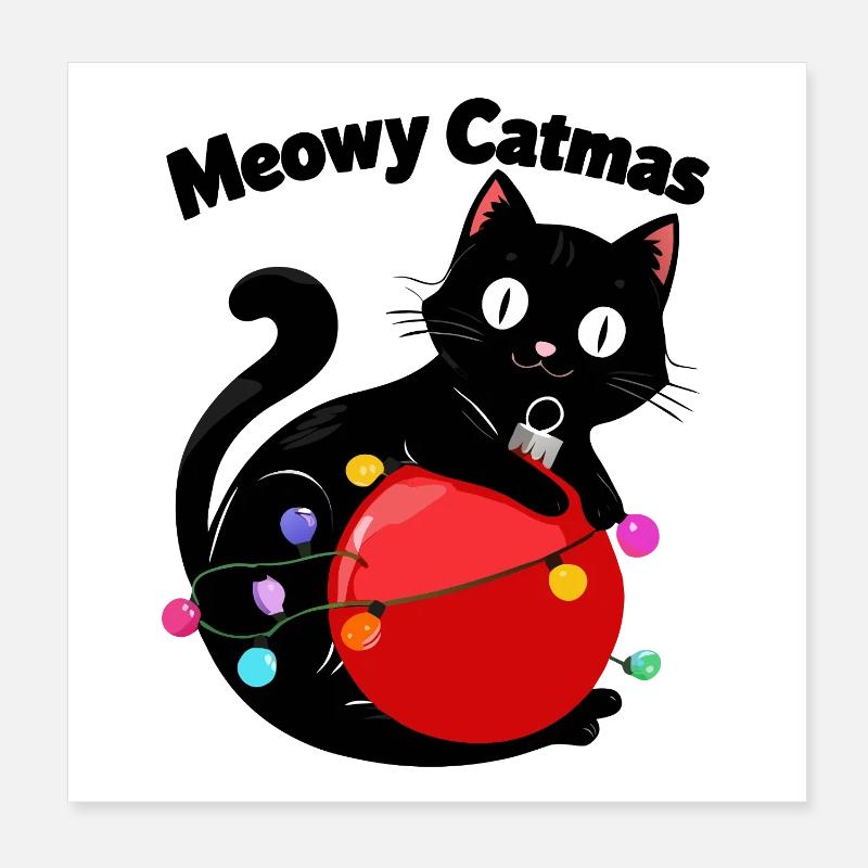 Meowy Catmas - Chat avec boule de Noël Poster 20 x 20 cm