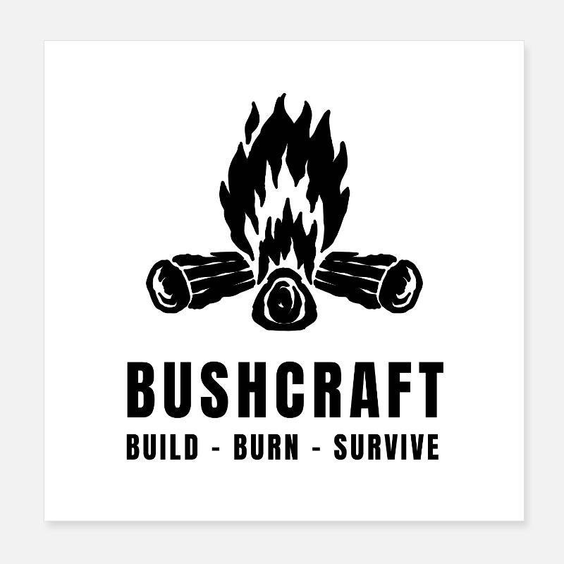 Conception de survie extérieure pour un feu de camp en brousse Poster 20 x 20 cm