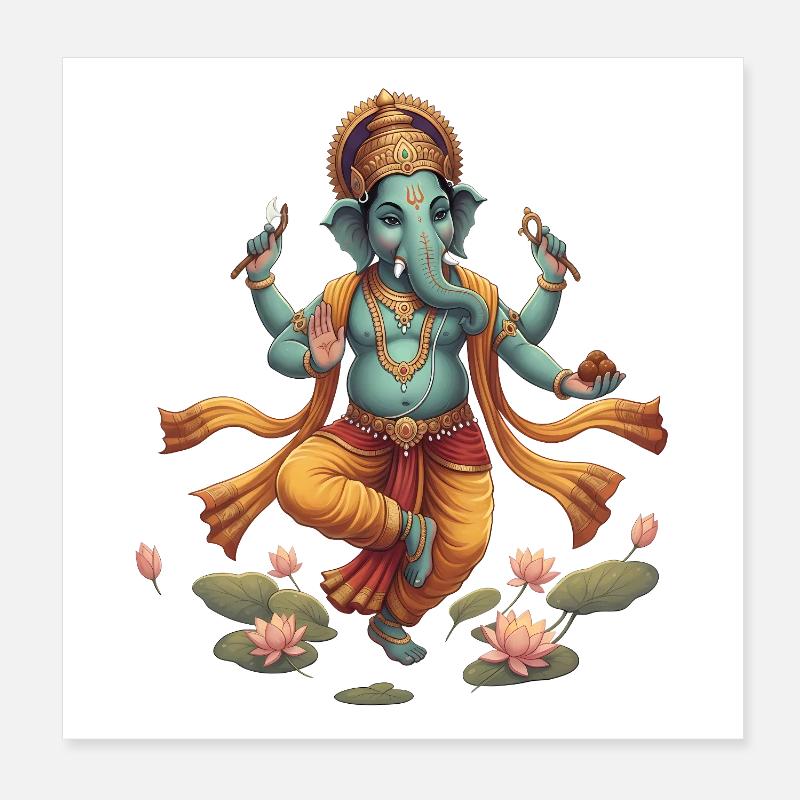 Ganesha dans la rivière Lotus Poster 20 x 20 cm