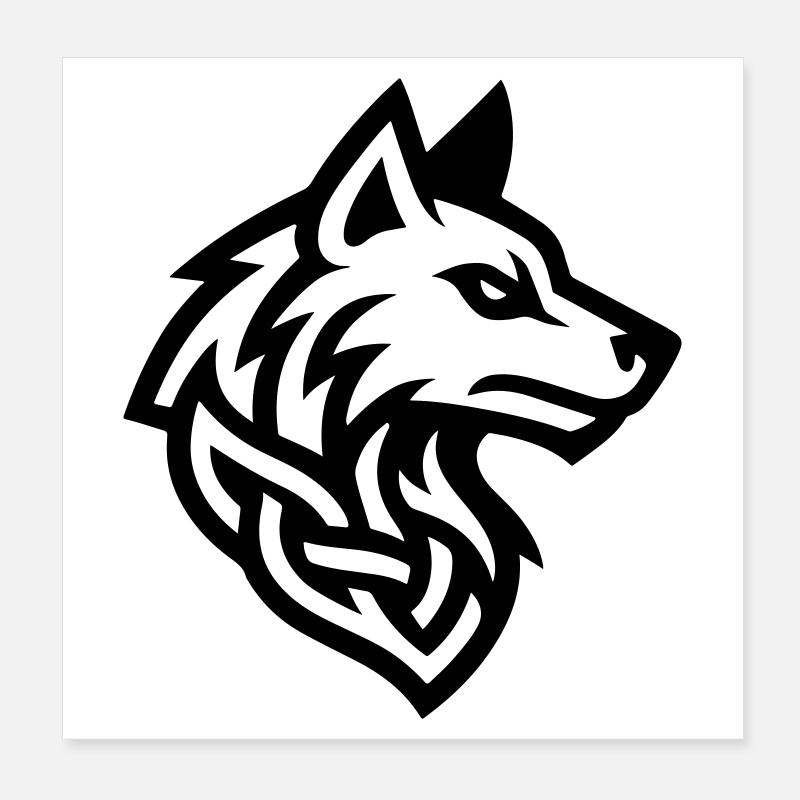 Viking Tête de Loup Poster 20 x 20 cm