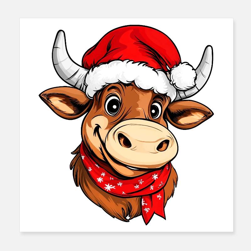 Taureaux de Noël Poster 20 x 20 cm