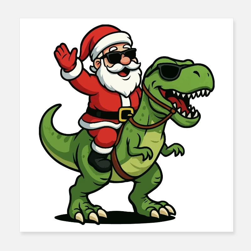 Weihnachts T Rex mit Santa Swag Poster 20x20 cm