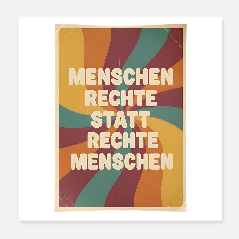 Human Rights Instead of Right People Retro Poster 8" x 8" (20x20 cm)