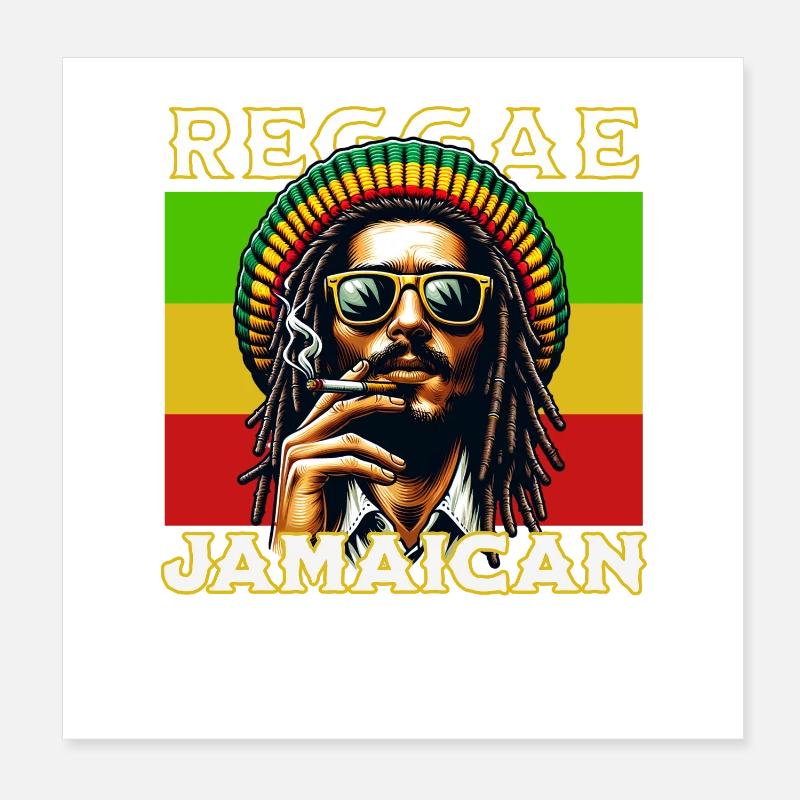 Reggae Jamaican Rasta Art mit cooler Dreadlock Fig Poster 20x20 cm