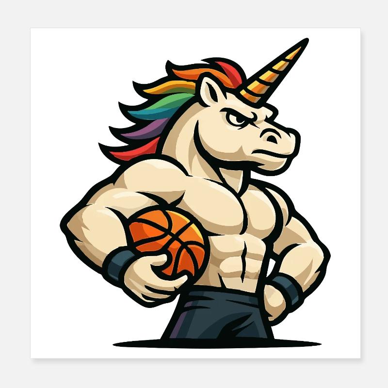 Regenbogen-Einhorn-Reifen Poster 20x20 cm
