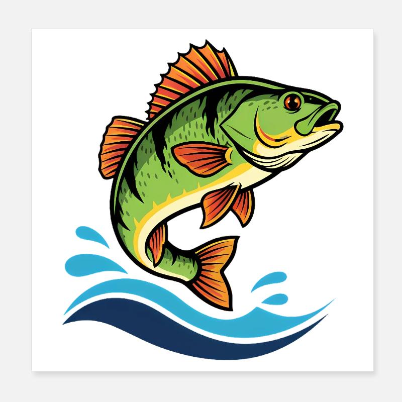 Pêche colorée à la perche Poster 20 x 20 cm